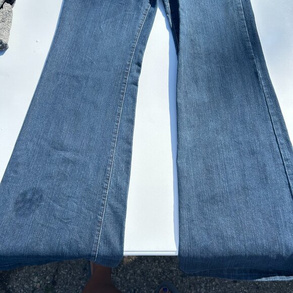 Alloy Apparel Dark Wash Flare Jeans – Double Button, Size 9x37 (Tall Fit) - Picture 2 of 3